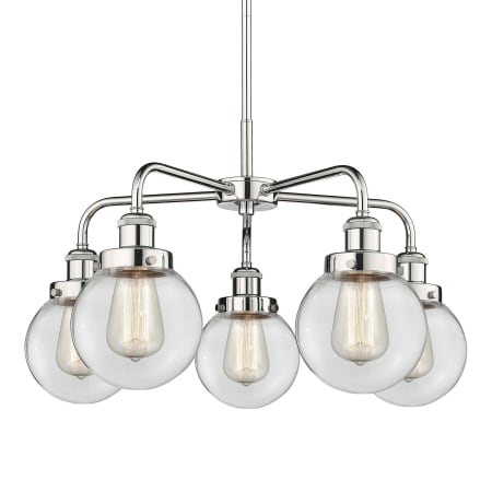 A large image of the Innovations Lighting 916-5CR-16-24 Beacon Chandelier Polished Chrome / Clear