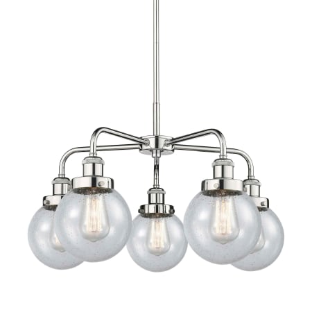 A large image of the Innovations Lighting 916-5CR-16-24 Beacon Chandelier Polished Chrome / Seedy