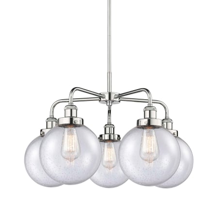 A large image of the Innovations Lighting 916-5CR-18-26 Beacon Chandelier Polished Chrome / Seedy