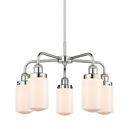 A large image of the Innovations Lighting 916-5CR-16-23 Dover Chandelier Polished Chrome / Matte White
