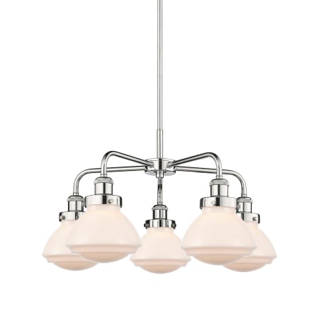 A large image of the Innovations Lighting 916-5CR-14-25 Olean Chandelier Polished Chrome / Matte White