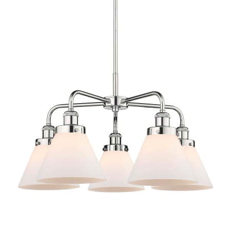 A large image of the Innovations Lighting 916-5CR-15-26 Cone Chandelier Polished Chrome / Matte White