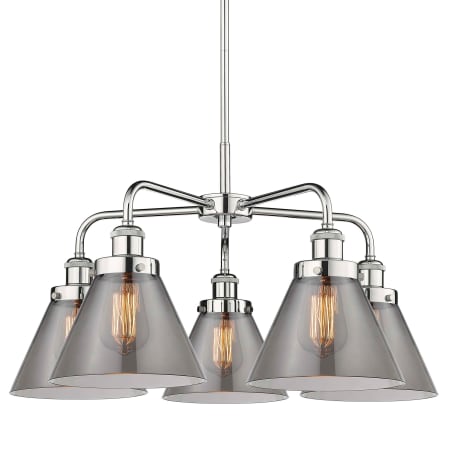 A large image of the Innovations Lighting 916-5CR-15-26 Cone Chandelier Polished Chrome / Plated Smoke