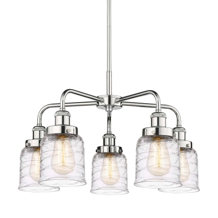 A large image of the Innovations Lighting 916-5CR-15-23 Bell Chandelier Polished Chrome / Clear Deco Swirl