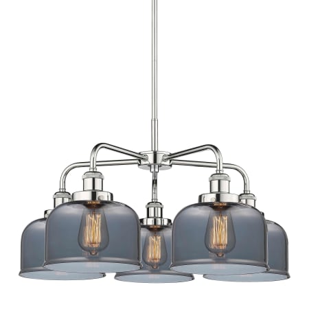 A large image of the Innovations Lighting 916-5CR-15-26 Bell Chandelier Polished Chrome / Plated Smoke