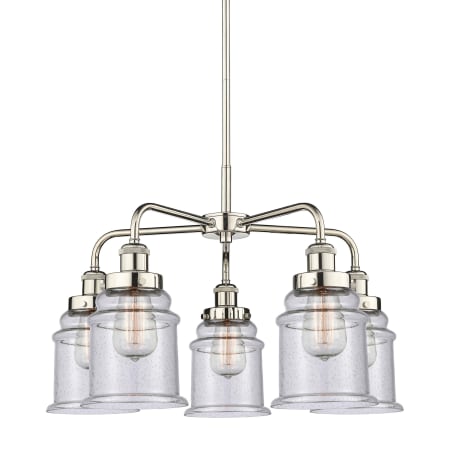 A large image of the Innovations Lighting 916-5CR-17-24 Canton Chandelier Polished Nickel / Seedy