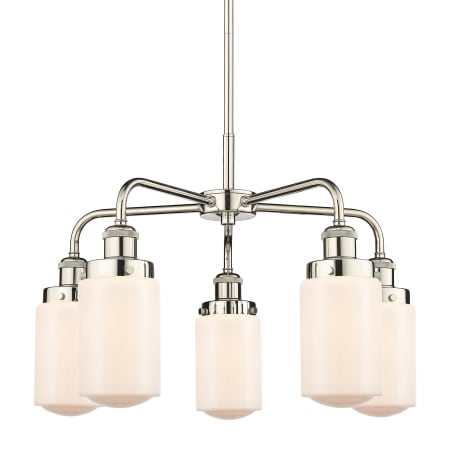 A large image of the Innovations Lighting 916-5CR-16-23 Dover Chandelier Polished Nickel / Matte White