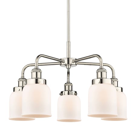 A large image of the Innovations Lighting 916-5CR-15-23 Bell Chandelier Polished Nickel / Matte White