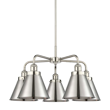 A large image of the Innovations Lighting 916-5CR-16-26 Ballston Urban Chandelier Polished Nickel