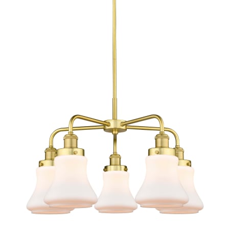 A large image of the Innovations Lighting 916-5CR-16-24 Bellmont Chandelier Satin Gold / Matte White