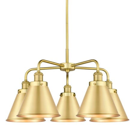 A large image of the Innovations Lighting 916-5CR-16-26 Ballston Urban Chandelier Satin Gold