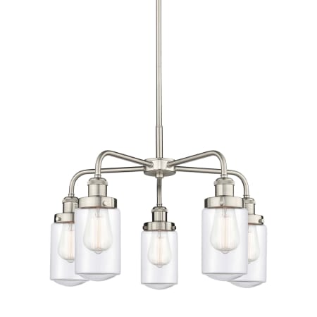 A large image of the Innovations Lighting 916-5CR-16-23 Dover Chandelier Satin Nickel / Clear
