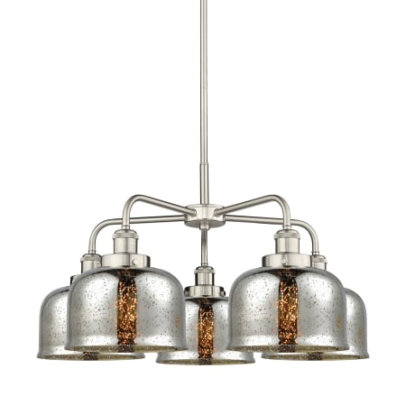A large image of the Innovations Lighting 916-5CR-15-26 Bell Chandelier Satin Nickel / Silver Plated Mercury