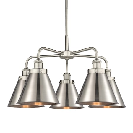 A large image of the Innovations Lighting 916-5CR-16-26 Ballston Urban Chandelier Satin Nickel / Brushed Satin Nickel