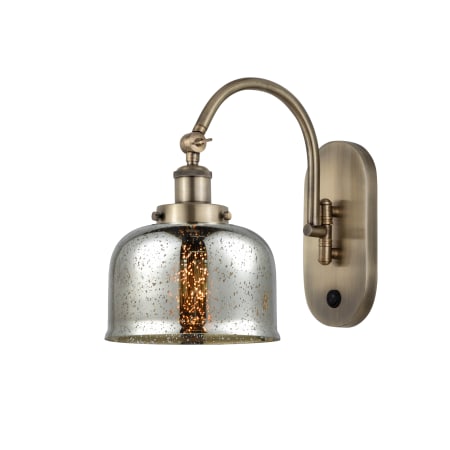 A large image of the Innovations Lighting 918-1W-13-8 Bell Sconce Antique Brass / Silver Plated Mercury