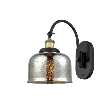 A large image of the Innovations Lighting 918-1W-13-8 Bell Sconce Black Antique Brass / Silver Plated Mercury