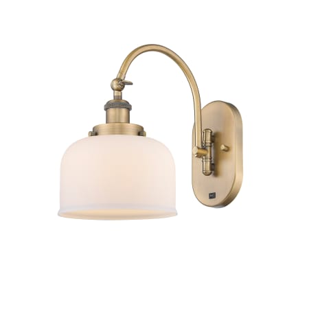 A large image of the Innovations Lighting 918-1W-13-8 Bell Sconce Brushed Brass / Matte White
