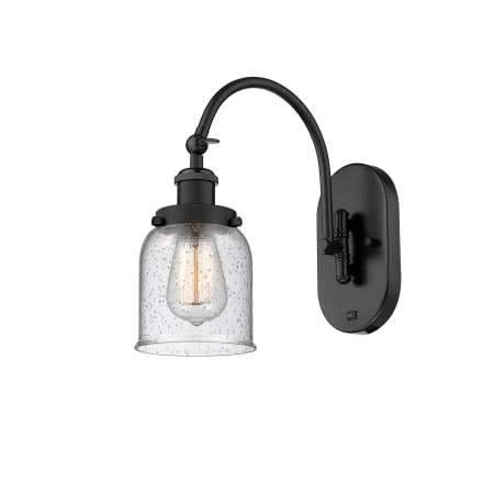 A large image of the Innovations Lighting 918-1W-13-5 Bell Sconce Matte Black / Seedy