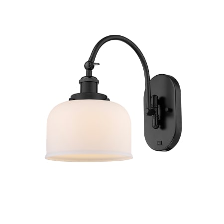 A large image of the Innovations Lighting 918-1W-13-8 Bell Sconce Matte Black / Matte White