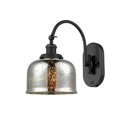 A large image of the Innovations Lighting 918-1W-13-8 Bell Sconce Matte Black / Silver Plated Mercury