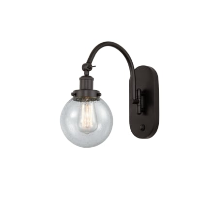 A large image of the Innovations Lighting 918-1W-13-6 Beacon Sconce Oil Rubbed Bronze / Seedy