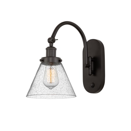 A large image of the Innovations Lighting 918-1W-13-8 Cone Sconce Oil Rubbed Bronze / Seedy