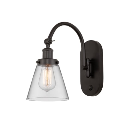 A large image of the Innovations Lighting 918-1W-13-6 Cone Sconce Oil Rubbed Bronze / Clear
