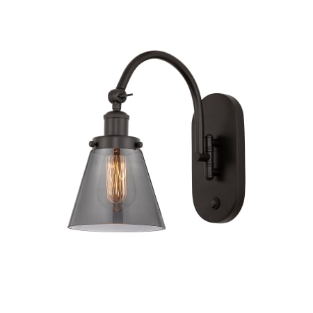 A large image of the Innovations Lighting 918-1W-13-6 Cone Sconce Oil Rubbed Bronze / Plated Smoke