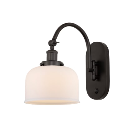 A large image of the Innovations Lighting 918-1W-13-8 Bell Sconce Oil Rubbed Bronze / Matte White