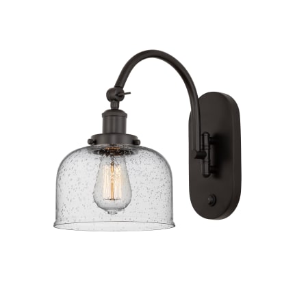 A large image of the Innovations Lighting 918-1W-13-8 Bell Sconce Oil Rubbed Bronze / Seedy