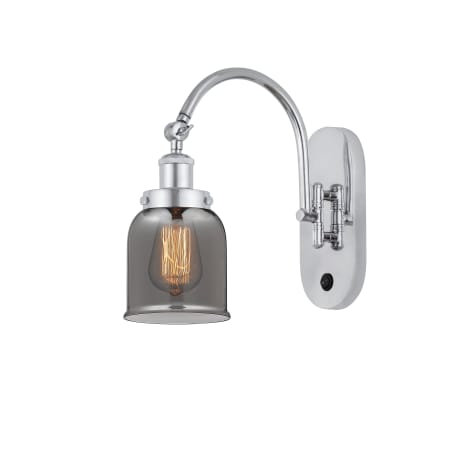 A large image of the Innovations Lighting 918-1W-13-5 Bell Sconce Polished Chrome / Plated Smoke