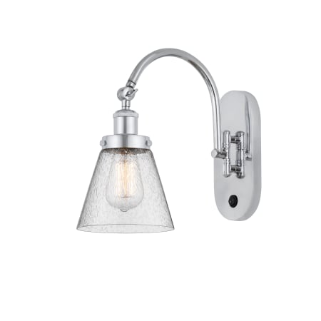 A large image of the Innovations Lighting 918-1W-13-6 Cone Sconce Polished Chrome / Seedy