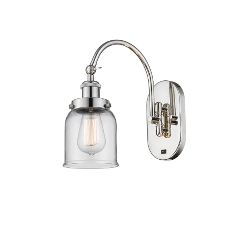 A large image of the Innovations Lighting 918-1W-13-5 Bell Sconce Polished Nickel / Clear
