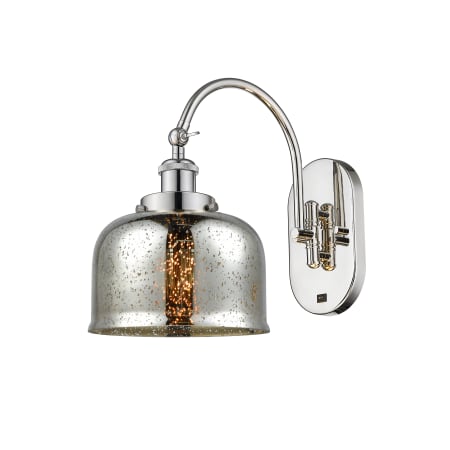 A large image of the Innovations Lighting 918-1W-13-8 Bell Sconce Polished Nickel / Silver Plated Mercury
