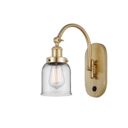 A large image of the Innovations Lighting 918-1W-13-5 Bell Sconce Satin Gold / Clear