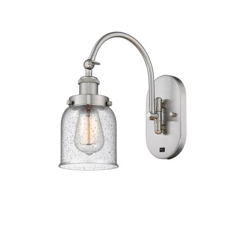 A large image of the Innovations Lighting 918-1W-13-5 Bell Sconce Brushed Satin Nickel / Seedy