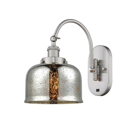 A large image of the Innovations Lighting 918-1W-13-8 Bell Sconce Brushed Satin Nickel / Silver Plated Mercury