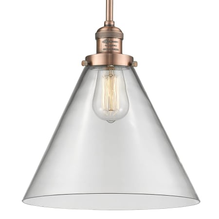 A large image of the Innovations Lighting 201S X-Large Cone Antique Copper / Clear
