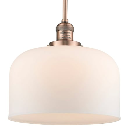 A large image of the Innovations Lighting 201S X-Large Bell Antique Copper / Matte White Cased