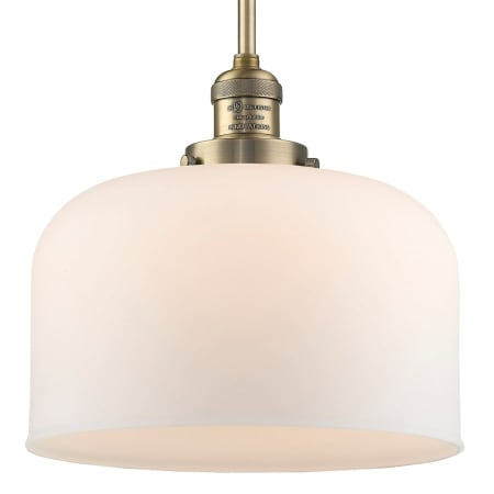 A large image of the Innovations Lighting 201S X-Large Bell Brushed Brass / Matte White Cased