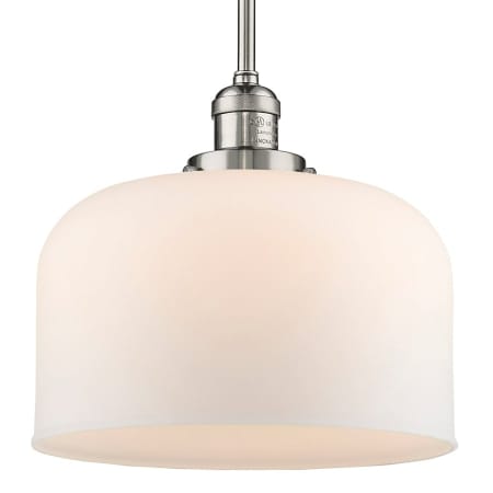 A large image of the Innovations Lighting 201S X-Large Bell Polished Nickel / Matte White Cased