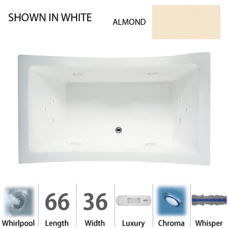 A large image of the Jacuzzi ALL6636 WCR 4CW Almond