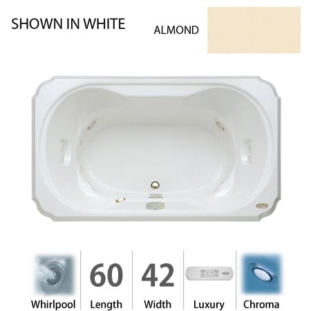 A large image of the Jacuzzi BEL6042 WCR 4CH Almond