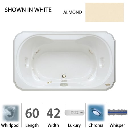 A large image of the Jacuzzi BEL6042 WCR 4CW Almond