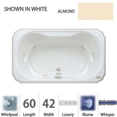 A large image of the Jacuzzi BEL6042 WCR 4IW Almond