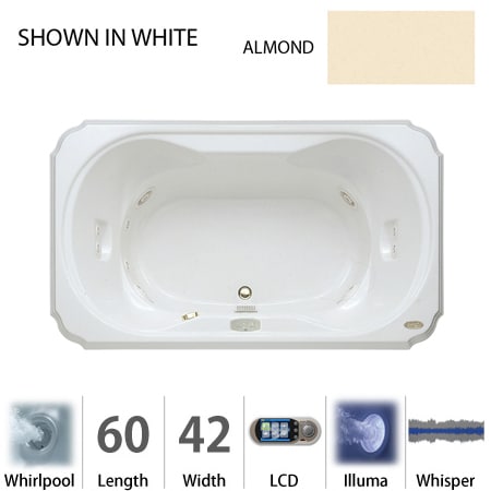 A large image of the Jacuzzi BEL6042 WCR 5IW Almond