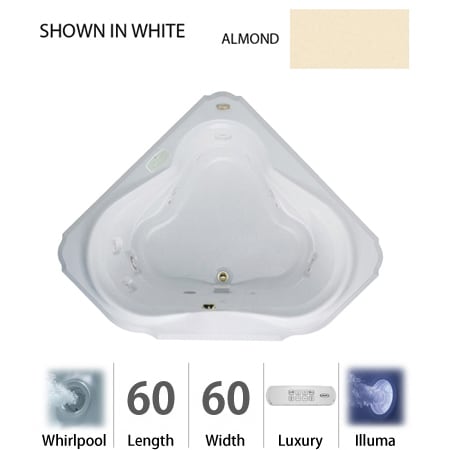 A large image of the Jacuzzi BEL6060 WCL 4IH Almond