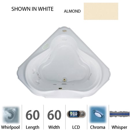 A large image of the Jacuzzi BEL6060 WCR 5CW Almond