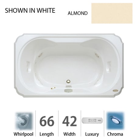 A large image of the Jacuzzi BEL6642 WCR 4CH Almond