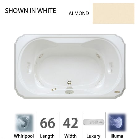 A large image of the Jacuzzi BEL6642 WCR 4IH Almond